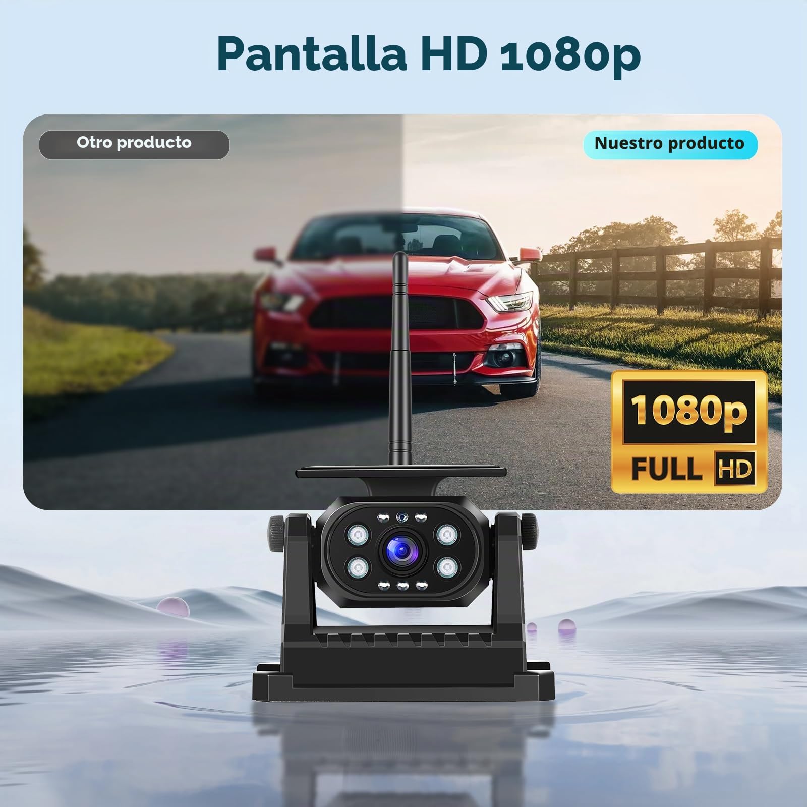 Podofo Cámara Trasera inalámbrica WiFi Estable, cámara de Marcha atrás 1080P con Impermeable, Carga Solar, Base magnética, cámara Recargable de Ayuda a la Marcha atrás para camión/Remolque/RV