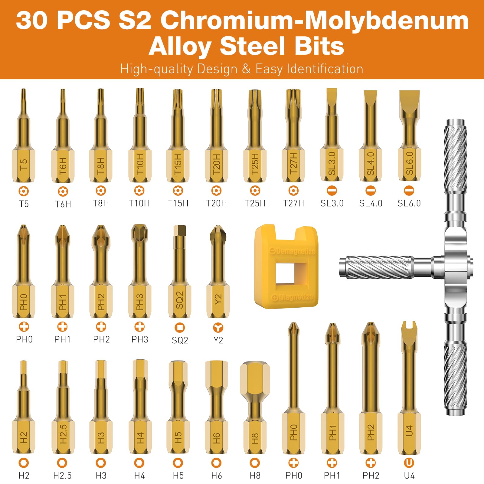 30 in 1 Magnetic Screwdriver Set, Multi Bit Ratchet Screwdriver Set with Detachable T Handle, Portable Compact Repair Screwdriver Tool Kit for Home Furniture Computer Bicycle