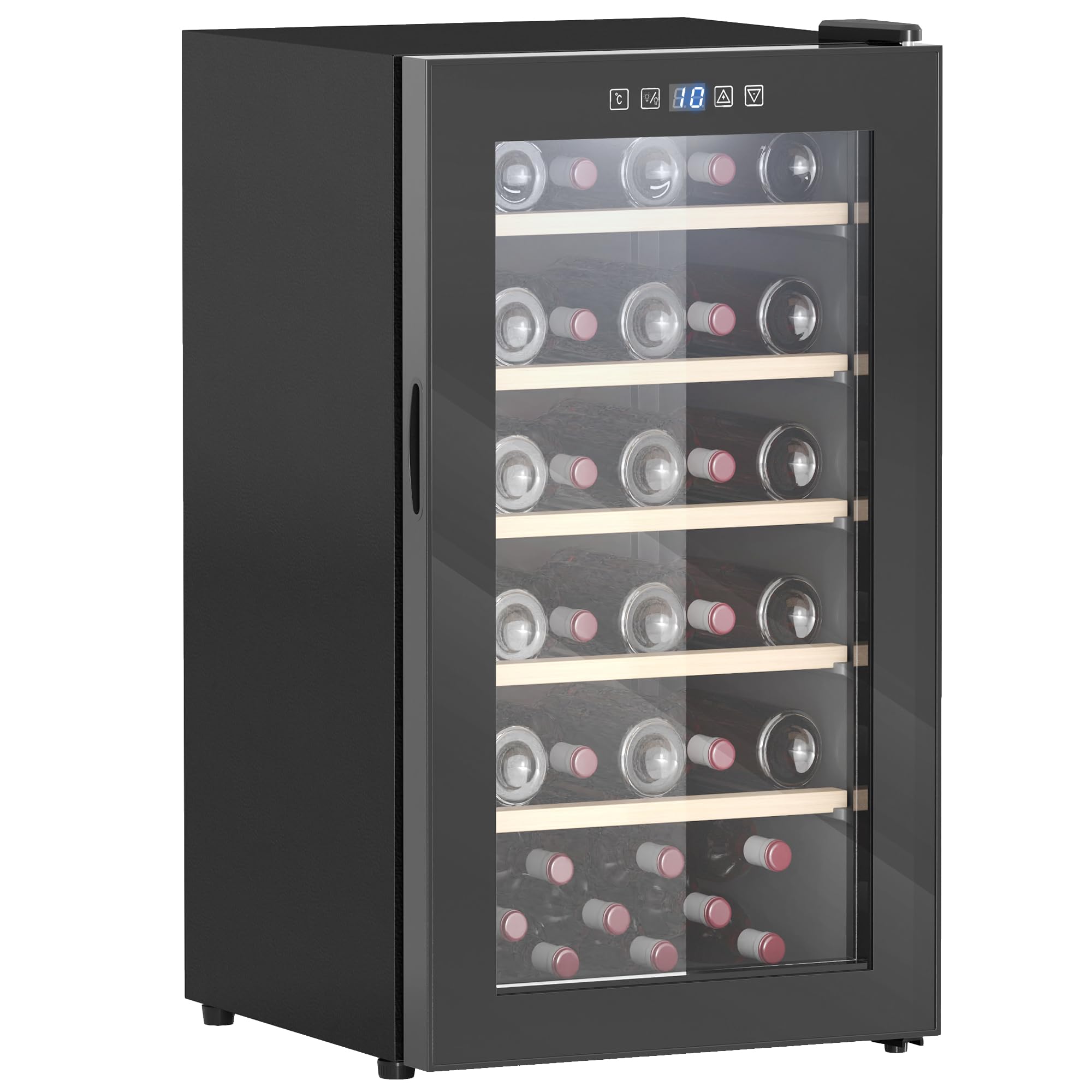 HOMCOM Cantinetta Vino Refrigerata 41 Bottiglie 91L Cantina Vino Silenziosa Temperatura Regolabile 5-20℃ Frigo Vino Bar con Vetro Anti UV, Ripiani, Compressore, Display Touch, Luci LED, Classe G, Nera