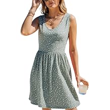 Women's Summer Dress Sleeveless Casual Midi Sun Dresses for Vacation Beach with Pockets