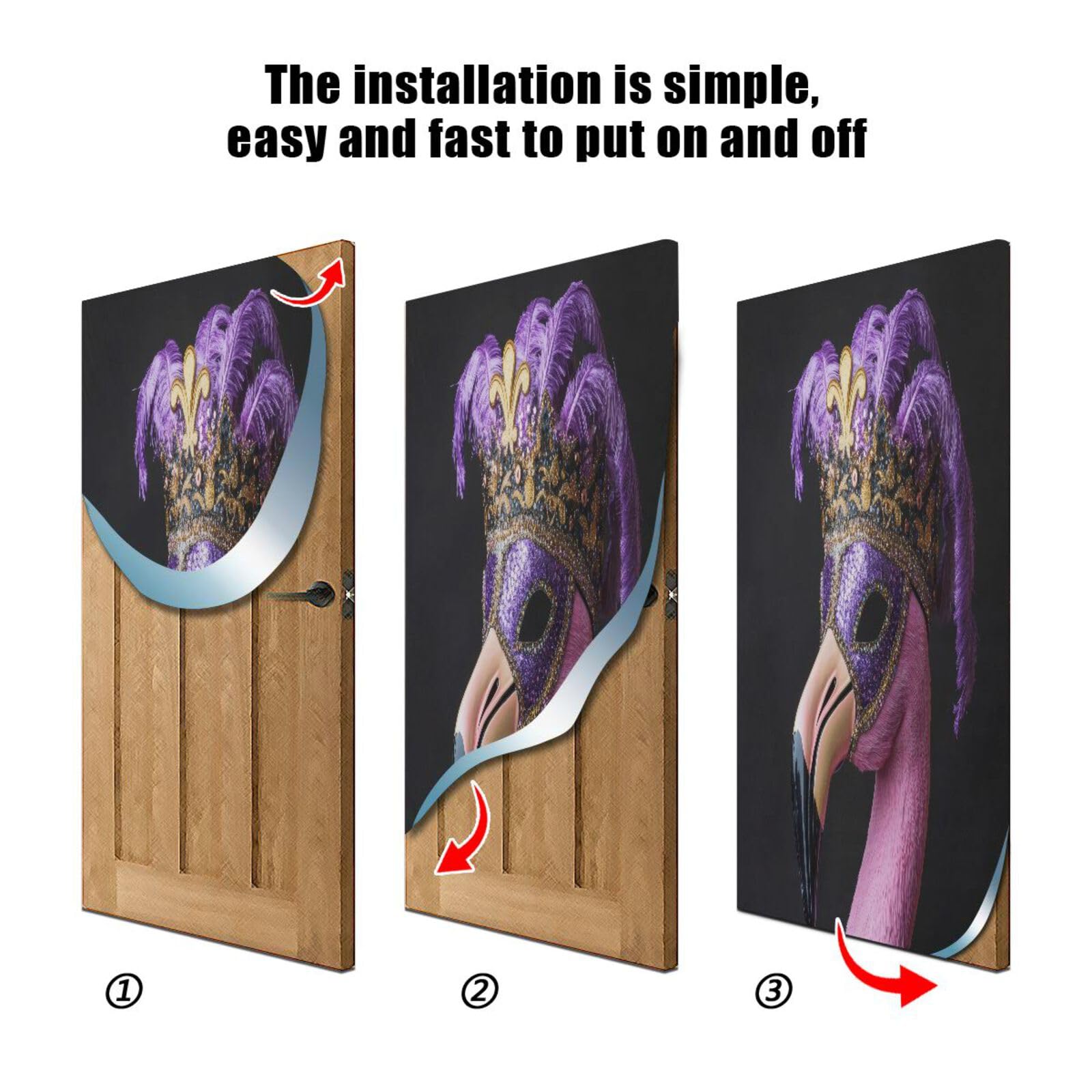 FLildon Mardi Gras Flamingo Mask Door Cover Decoration, Party Accessory Porch Decor for Festive Ornament Room Door Covers 35 x 79 Inch