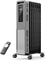 PELONIS Radiador a óleo, aquecedor elétrico para uso interno, sala grande com termostato e controle remoto, 3 modos e 3 configurações de calor, modo ECO, temporizador 24H, silencioso, proteção contra
