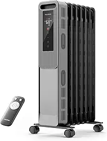 PELONIS Radiador a óleo, aquecedor elétrico para uso interno, sala grande com termostato e controle remoto, 3 modos e 3 configurações de calor, modo ECO, temporizador 24H, silencioso, proteção contra