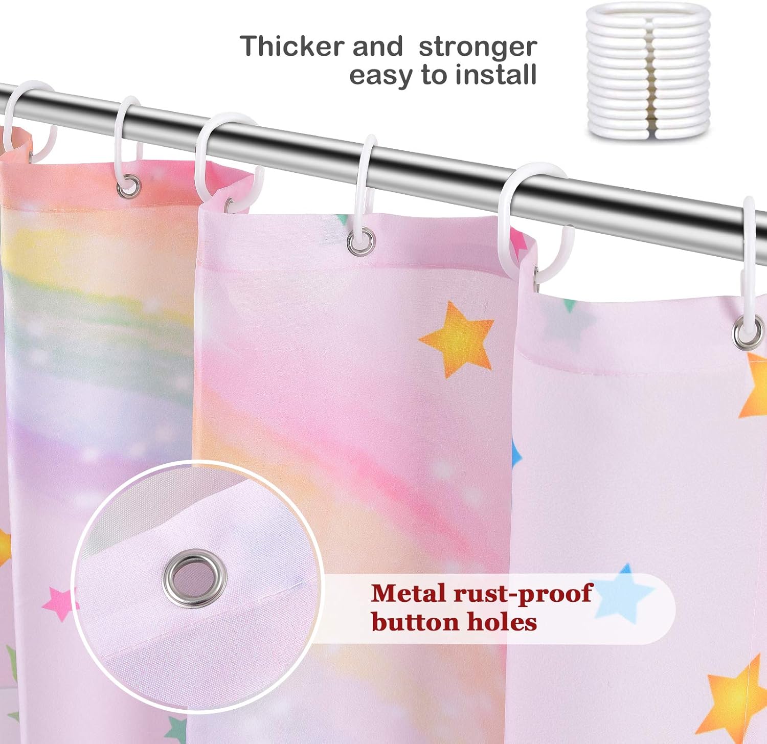 Rainbow Unicorn Bathroom Sets with Shower Curtain Rugs Mats Non Slip Waterproof Bathroom Decorations Accessory Sets 4 PCS with Rugs Toilet Lid Cover Bath Mat for Kids Girls