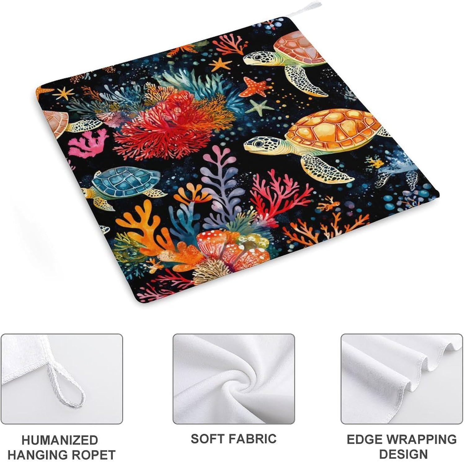 Sea Turtle Ocean Starfish Towel Hand Towels Decorative Towel for Bathroom Kitchen Shower Gym 4PCS