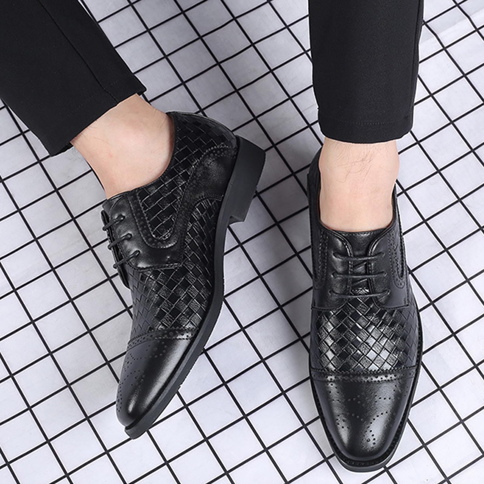 Scarpe Formali da Uomo Stringate Brogue Punta ad Ala Pelle PU