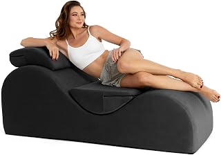 Avana Luvu Lounger Chaise Lounge Chair - Firm High-Density Foam for Yoga, Exercise, Massage, Relaxation - Made in USA, Black