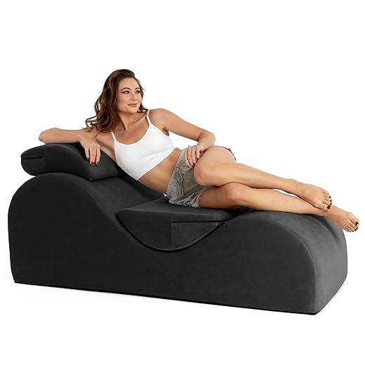 Avana Luvu Lounger - Chaise Lounge Chair for Yoga, Exercise, Massage - High Density Foam - Made in The USA - Black
