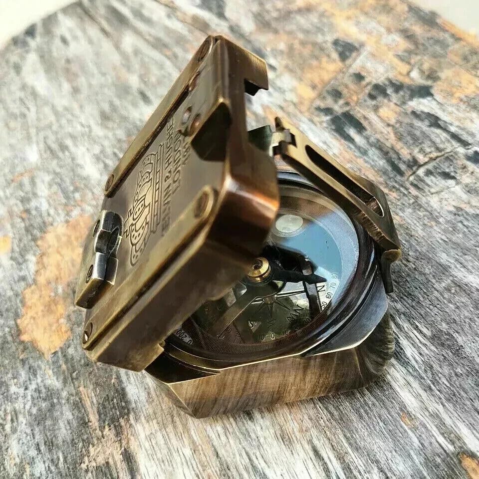 Vintage Brass Military Compass con lente plegable y reloj de sol, para senderismo, camping, navegación y coleccionistas miniatura 6