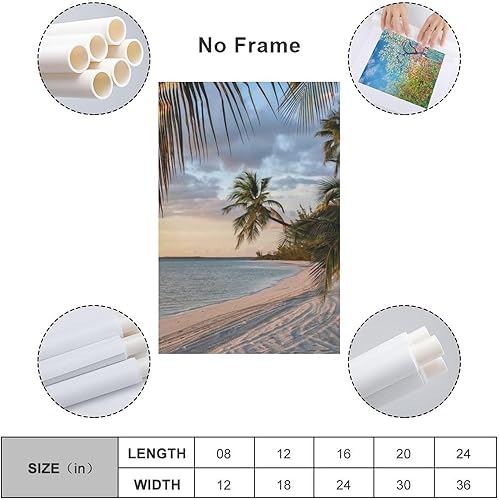 Miniatura 2 de Pósteres al atardecer, océano, playa, olas, cocotero, playa, naturaleza, paisaje, arte de pared, lienzo, pósteres e impresiones artísticas de pared