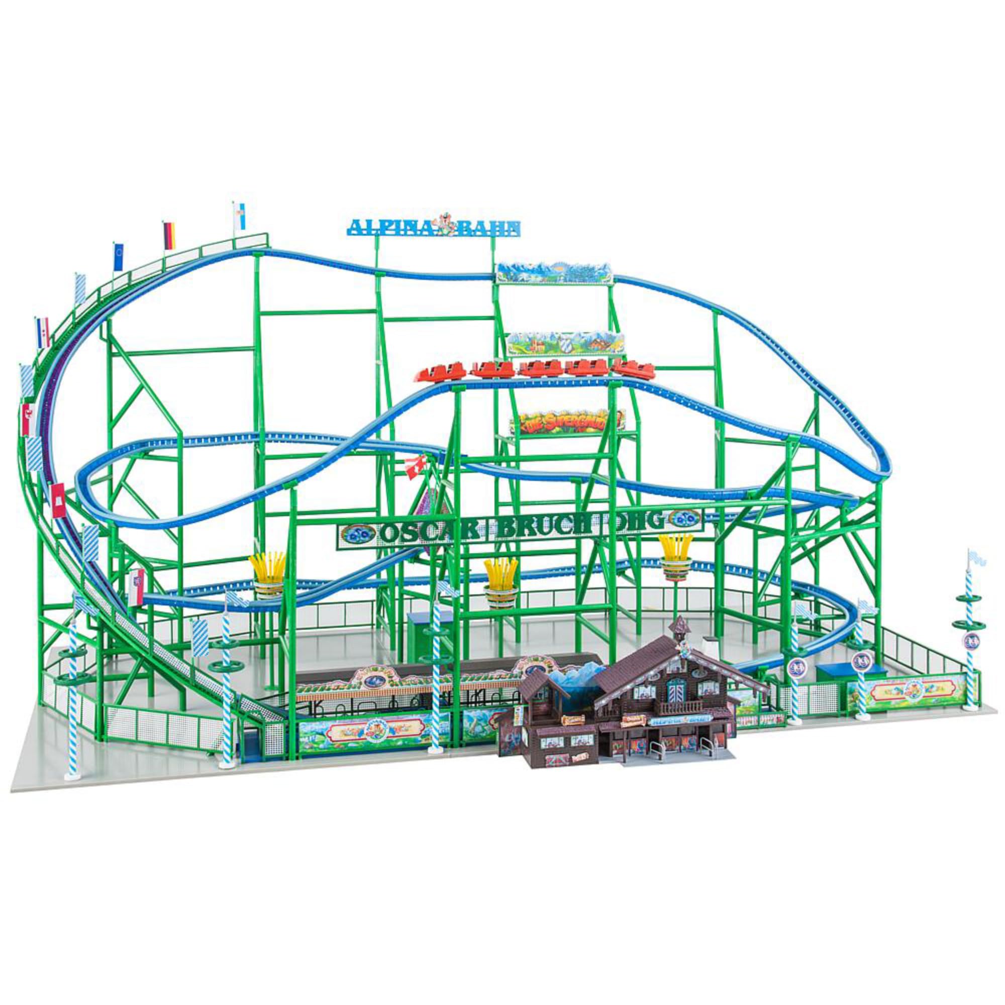 Faller Achterbahn Alpina-Bahn Modellbausatz mit 708 Einzelteilen 715 x 423 x 400 mm I Modelleisenbahn Zubehör H0 I Modelleisenbahn H0 Stahlachterbahn, Verschieden