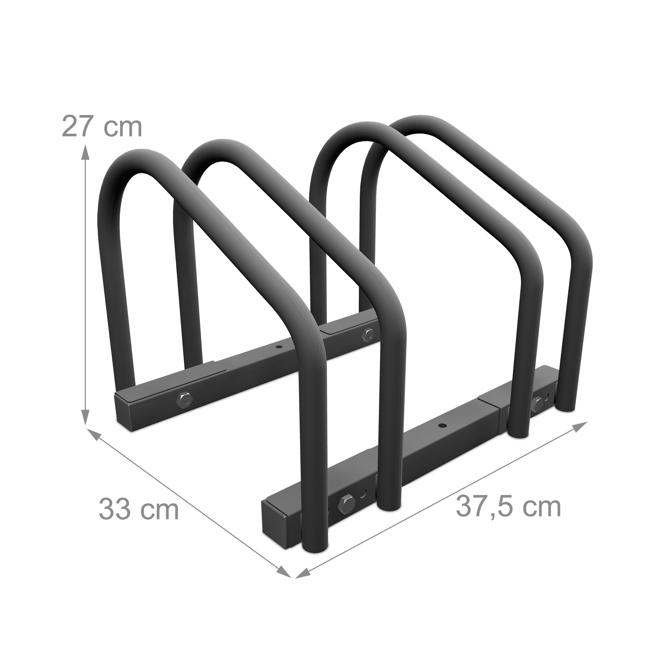 Relaxdays Portabici da Terra, Supporto per 2 Biciclette, E-Bike, MTB, Parcheggio Interno Ruote Fino 60 mm, Antracite