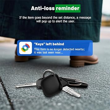 Android Smart Tag Google Find My Device App Bluetooth Tracker IP66 Waterproof Key Finder for Luggage Wallet (Black 1 Pack)