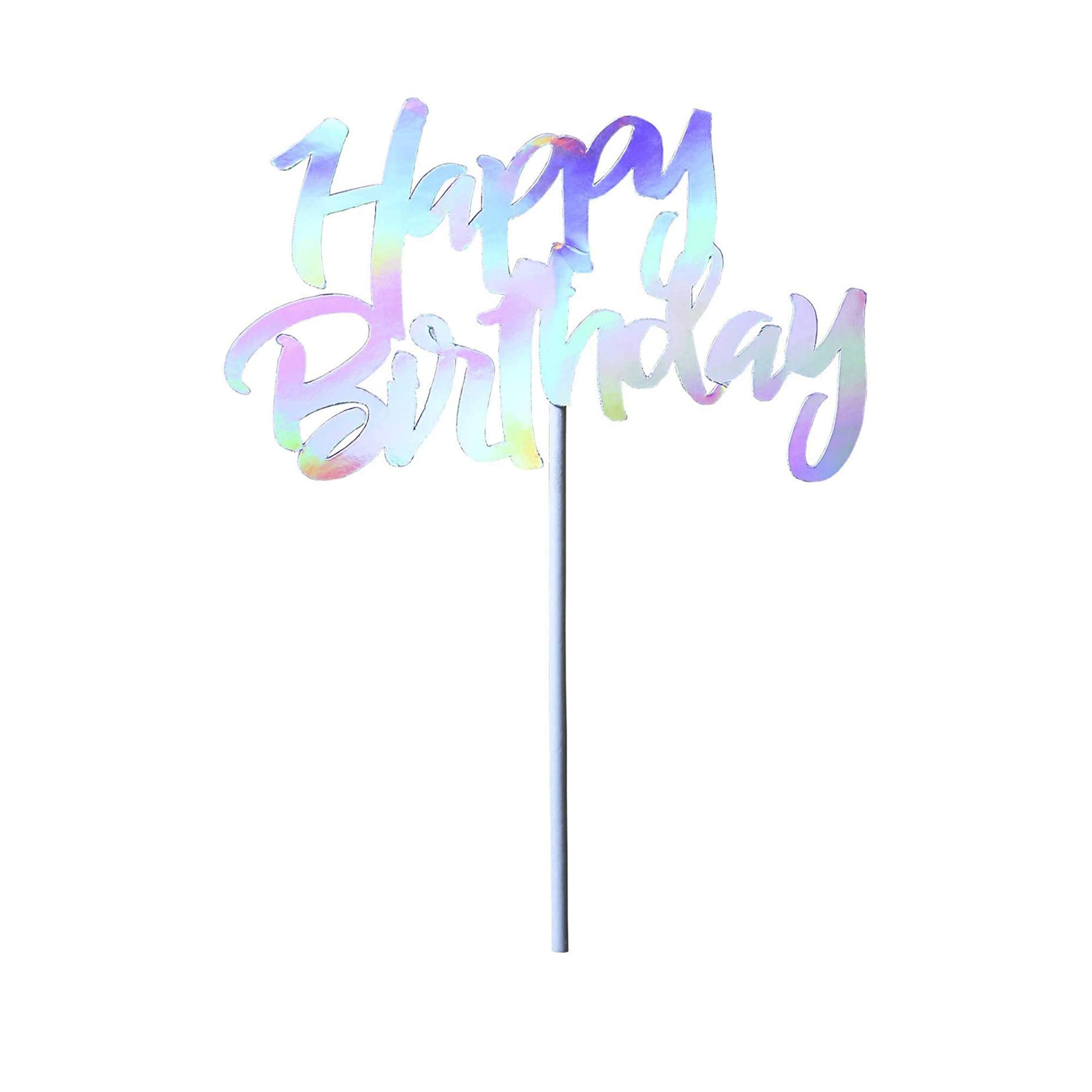 Iridescent Happy Birthday Cake Topper 13x5.3cm