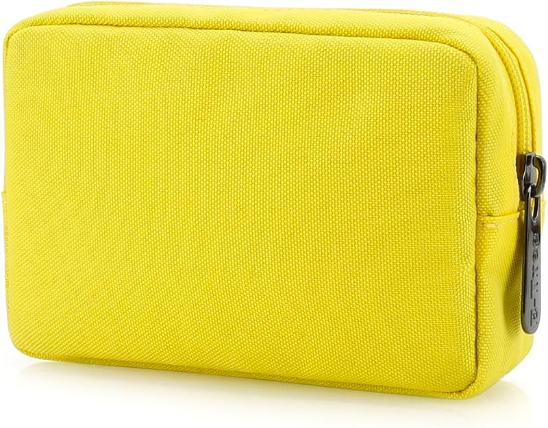 Necessaire E-Tree de viagem em corduroy, amarela, com zíper, 1 unidade