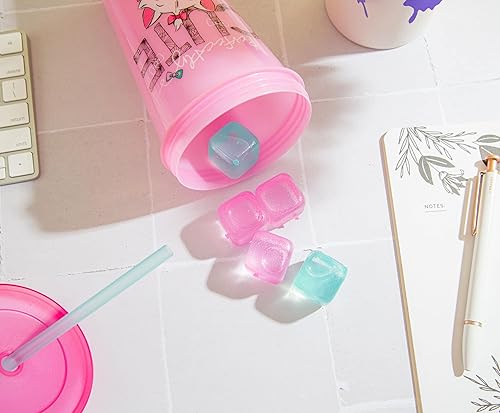 Miniatura 4 de Disney The Aristocats Marie - Vaso de viaje de plástico que cambia de color, incluye popote reutilizable, tapa resistente a fugas, cubos de hielo