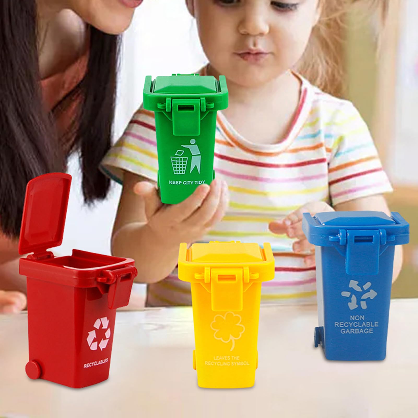 De Basura De - Cubo De Basura Infantil Con Tapa Y Ruedas,Cubo de Almacenamiento y Soporte Portátil,Fiesta Cumpleaños Infantil Mesa Niños