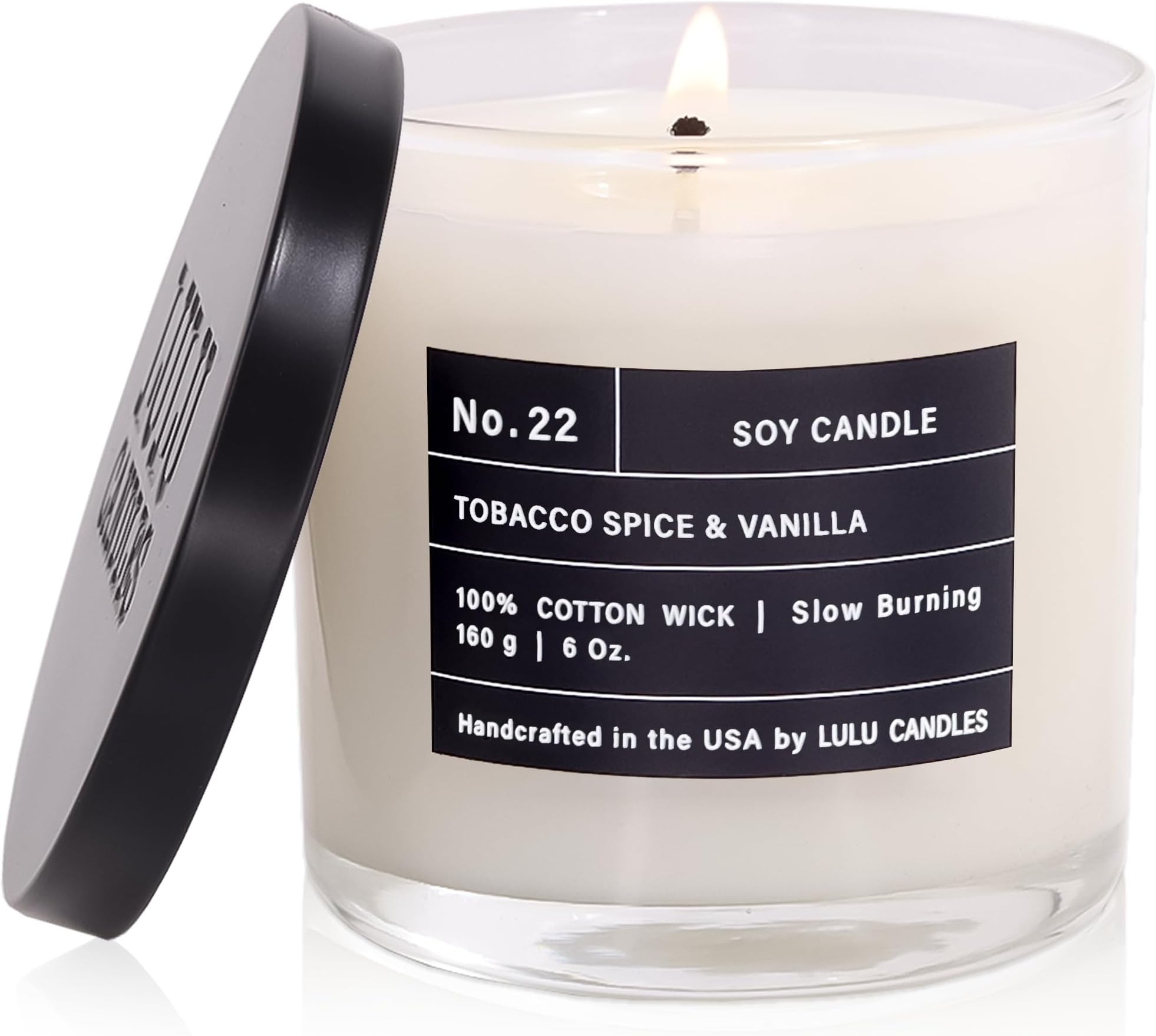 Tobacco, Spice & Vanilla | Luxury Scented Soy Jar Candle | Hand Poured in The USA | Highly Scented & Long Lasting (6 Oz.)