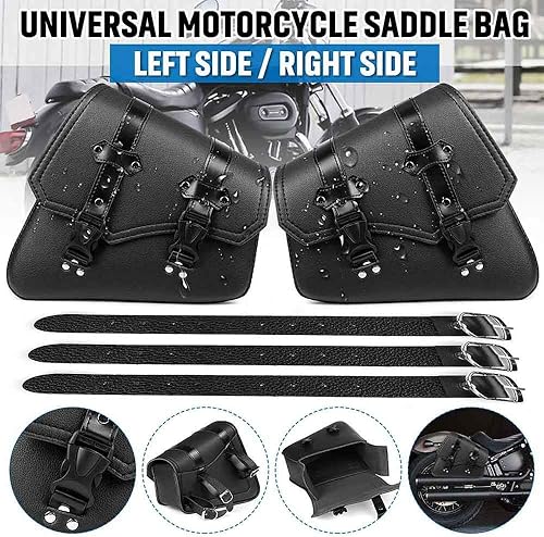 Miniatura 5 de Vechkom - Alforjas vintage universales para motocicleta, de poliuretano, impermeables, de gran capacidad, bolsas para scooter, Honda, Suzuki,