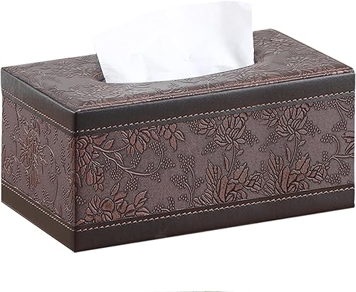 Funda rectangular de cuero para caja de pañuelos, soporte de caja de pañuelos moderno rectangular para toallas de papel, dispensador de pañuelos de