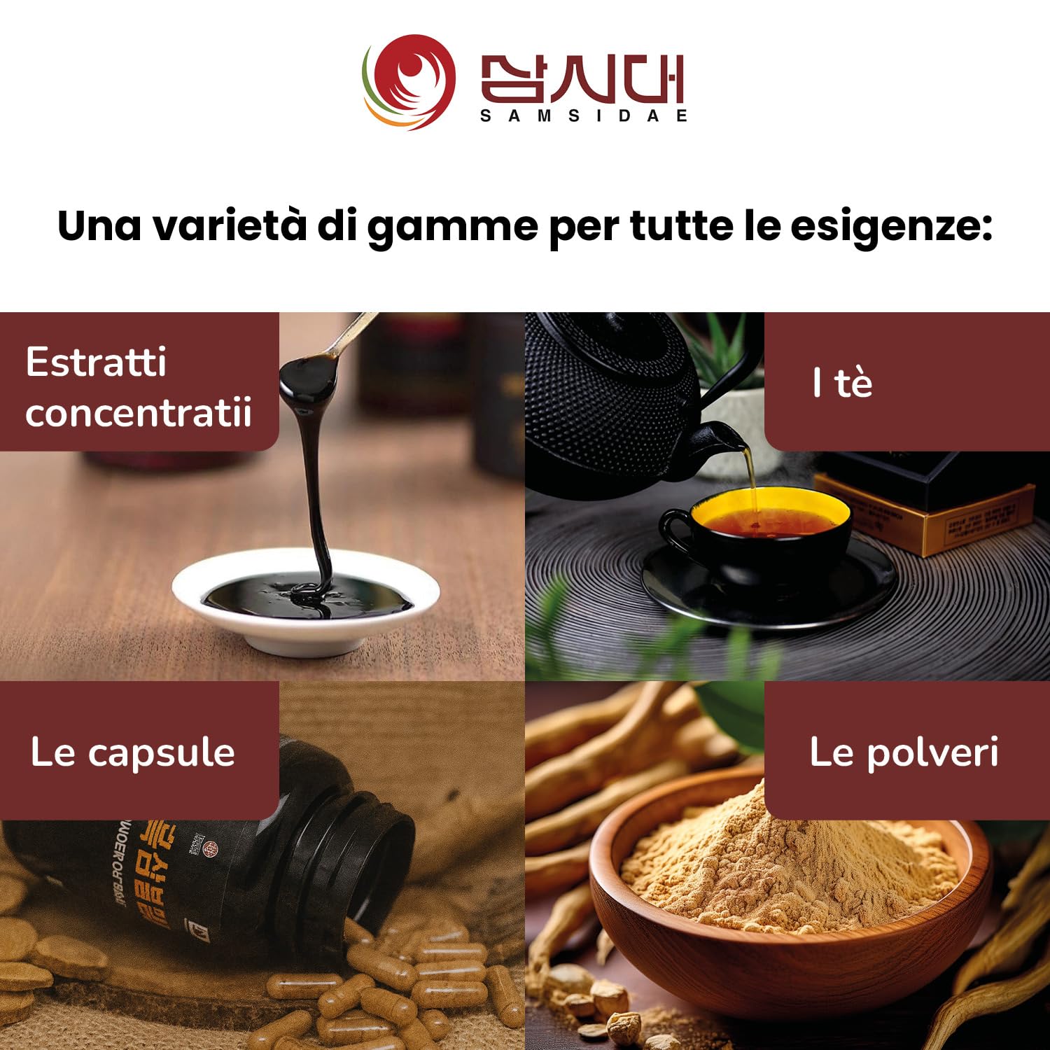 SAMSIDAE - Estratto Gold di Ginseng Rosso Coreano, Massima Concentrazione in Ginsenósidi 13 mg/g, Radici di 6 Anni, Qualità Superiore, Trattamento di 45 Giorni, 50g