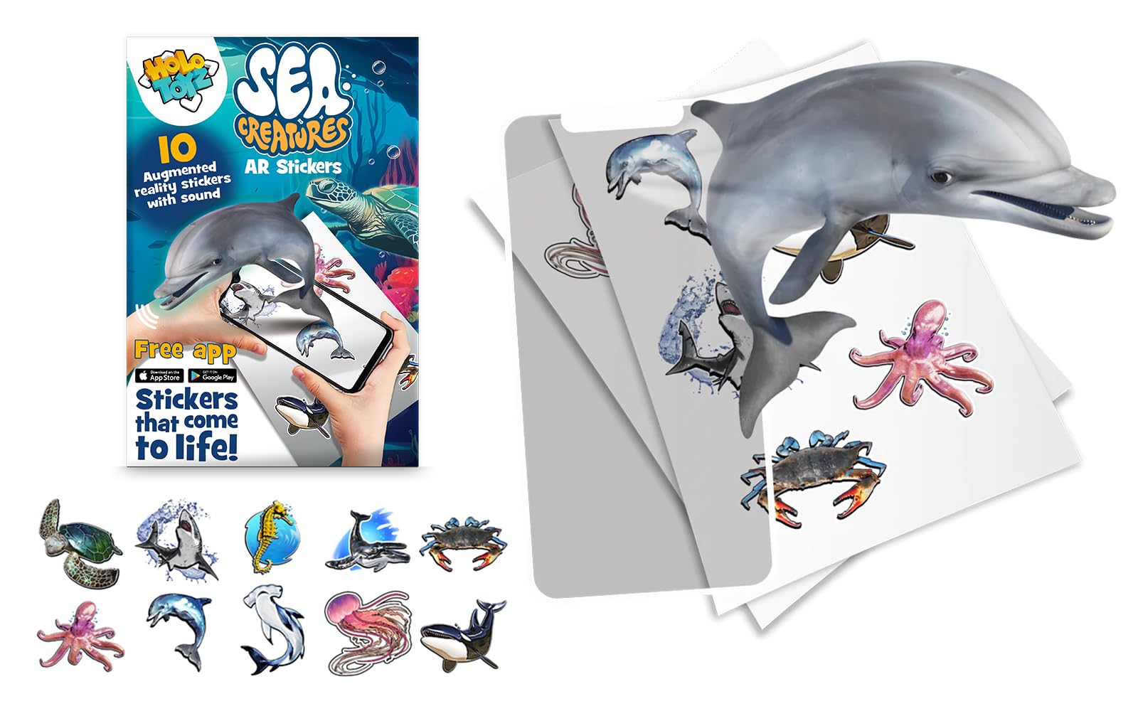 HoloToyz Sea Creatures Augmented Reality Peelable Stickers
