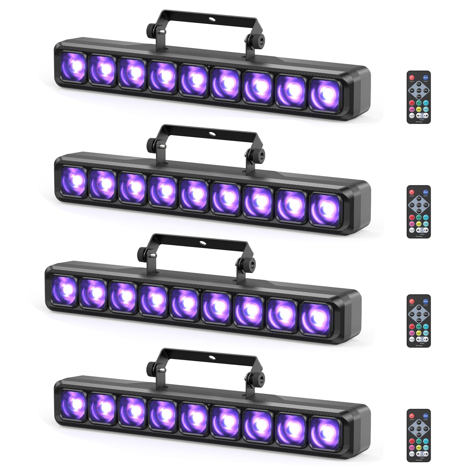 9×8W LED RGBW Wallwasher Lumière de Scène avec Télécommande DMX512,Projecteur LED Éclairage Disco Fête,Barre Lampe de Scène pour Mariage DJ Extérieur Noël Halloween Fête Effets,4 Pièce