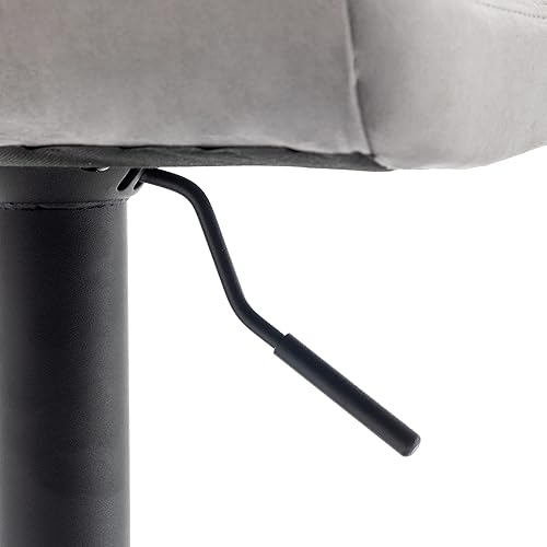 Miniatura 9 de BTEXPERT Juego de 2, taburetes de bar de altura de mostrador, sillas de bar modernas ajustables tapizadas de metal, giratorias, de terciopelo gris,