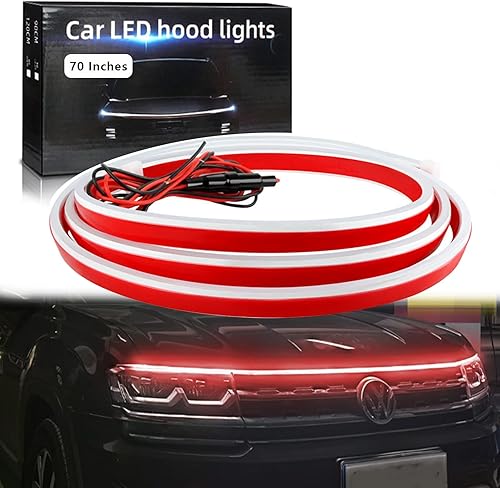 Tira de luz para capó de automóvil, 70 pulgadas, tira de luces LED para exterior, flexible, impermeable, escaneo dinámico DC12V, luces de