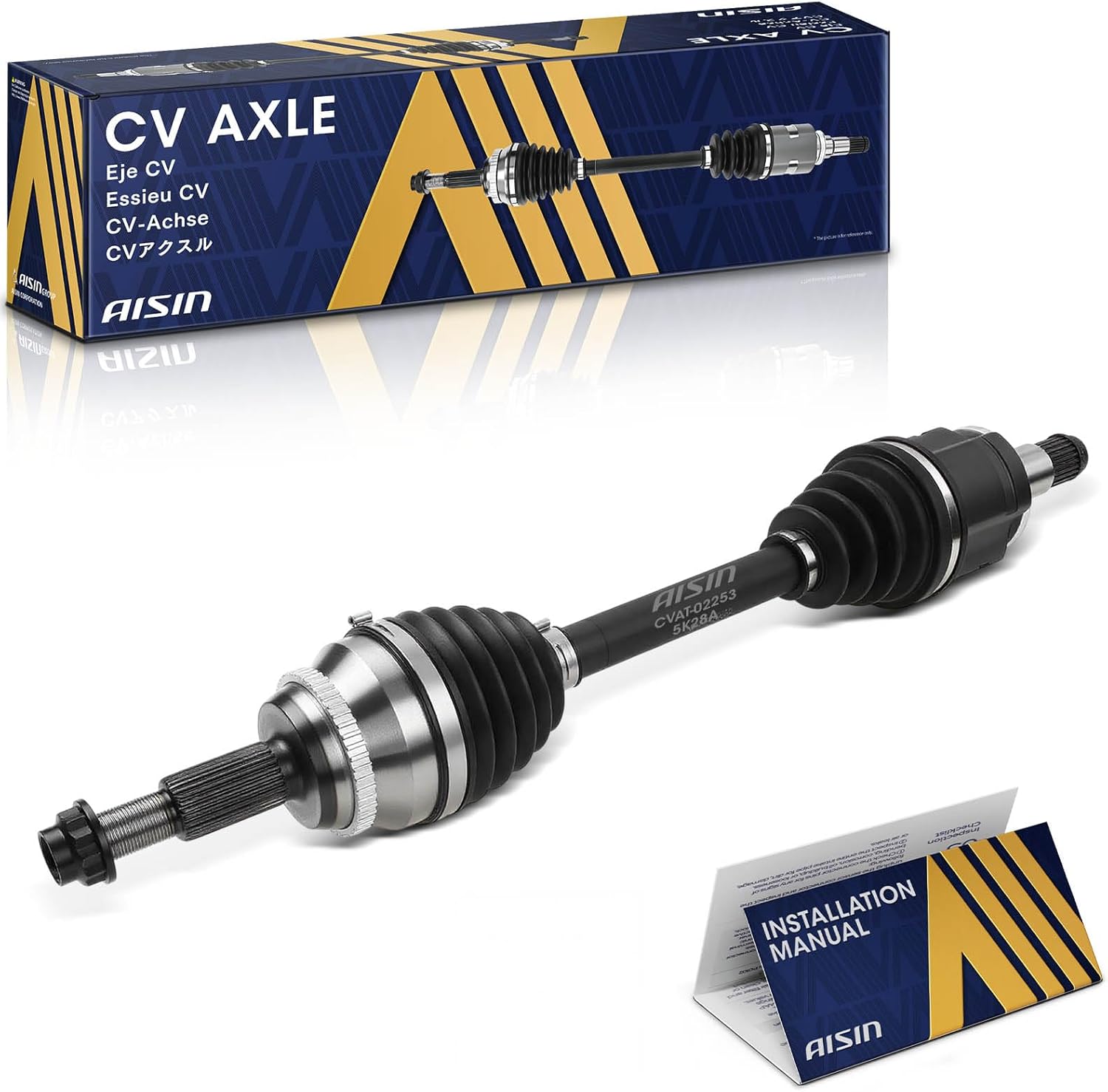 AISIN AFTERMARKET CVAT-02253 Front Left CV Axle Shaft Assembly - Compatible with Toyota Camry 02-06 & 12-17, Highlander 04-07, Avalon 13-18, Solara 04-08, Lexus ES300 02-06, RX330 04-06, RX350 07-09