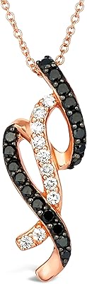【新品首饰】Diamond and Gemstone Pendant Necklace for Women in 14k White or Rose Gold (Fancy Black/H-I, SI1-SI2/SI2-I1, cttw) on 18 Inch Chain with Lobster Claw Clasp by LeVian
