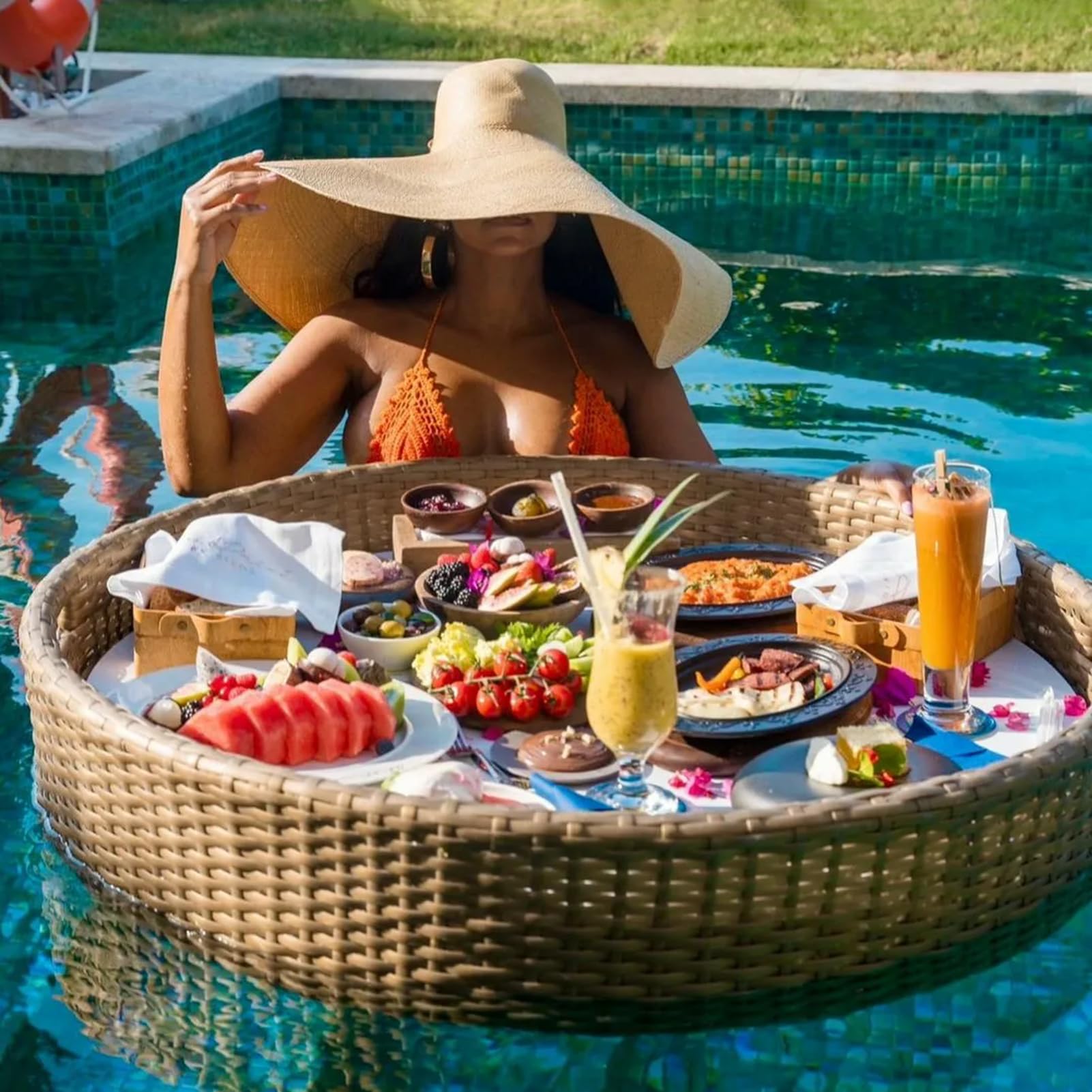 Swimming pool floating bar, Floating Tray(Yellow,60CM)