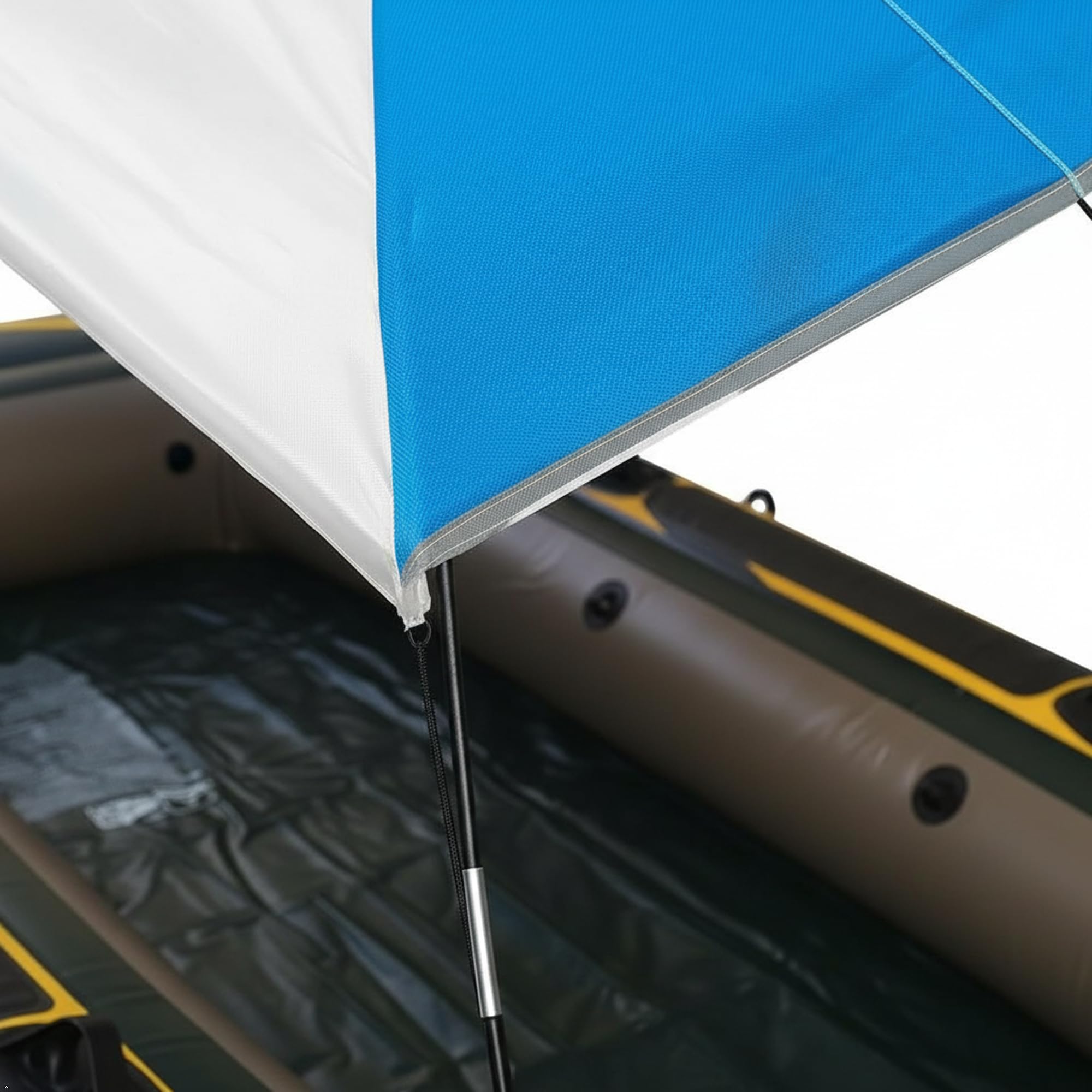 Tenda parasole per gommoni, blu/arancione, per 4-5 persone, con aste per tenda e accessori di fissaggio (Bianco)