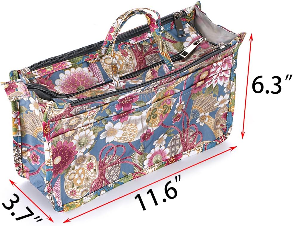 BTSKY Printing Handbag Organizers Inside Purse Insert-High Capacity 13 Pockets Bag Tote Organizer with Handle Sunflower image 4
