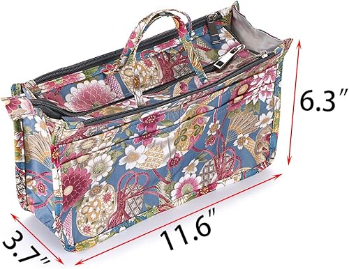 Miniatura 4 de BTSKY Organizador de bolso de impresión dentro del bolso, alta capacidad, 13 bolsillos, organizador con asa, girasol