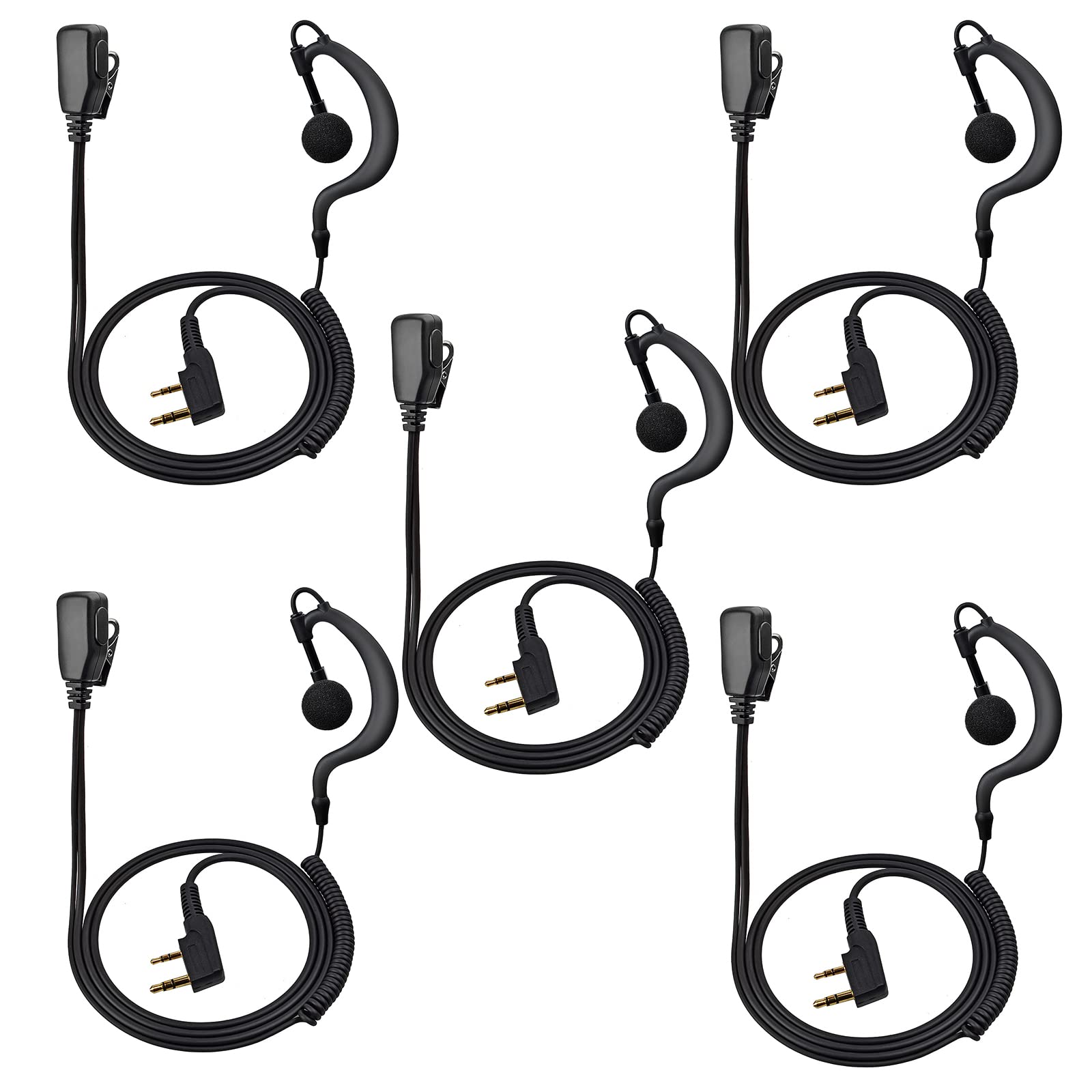 Casque Sécurité 2 Broches Type G Avec Micro PTT - Compatible Baofeng UV5R, Kenwood, Retevis - Pour Talkie-Walkie