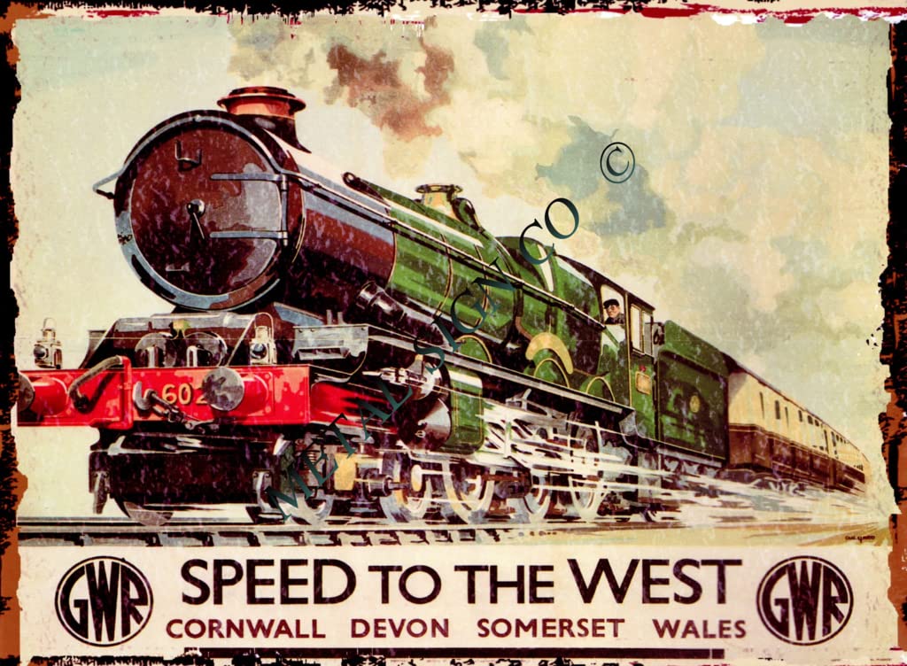 Metal Sign Co Gwr Speed To The West Metal Wall Sign Retro Vintage Style Large 12X16in 30X40cm Train Railway Great Western Railways