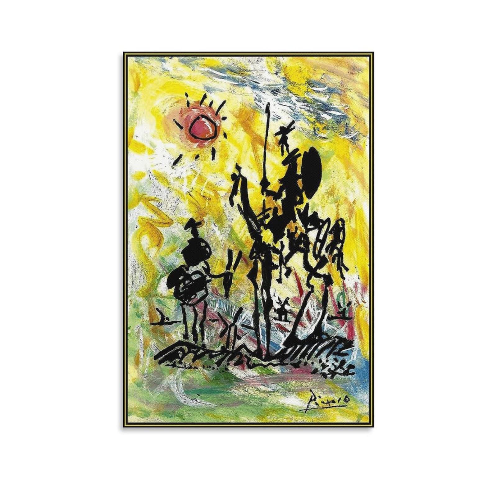 HUIHUO Póster artístico de Don Quijote de Picasso para habitación, póster estético para pared, lienzo, regalos, decoración moderna para dormitorio, 60 x 90 cm