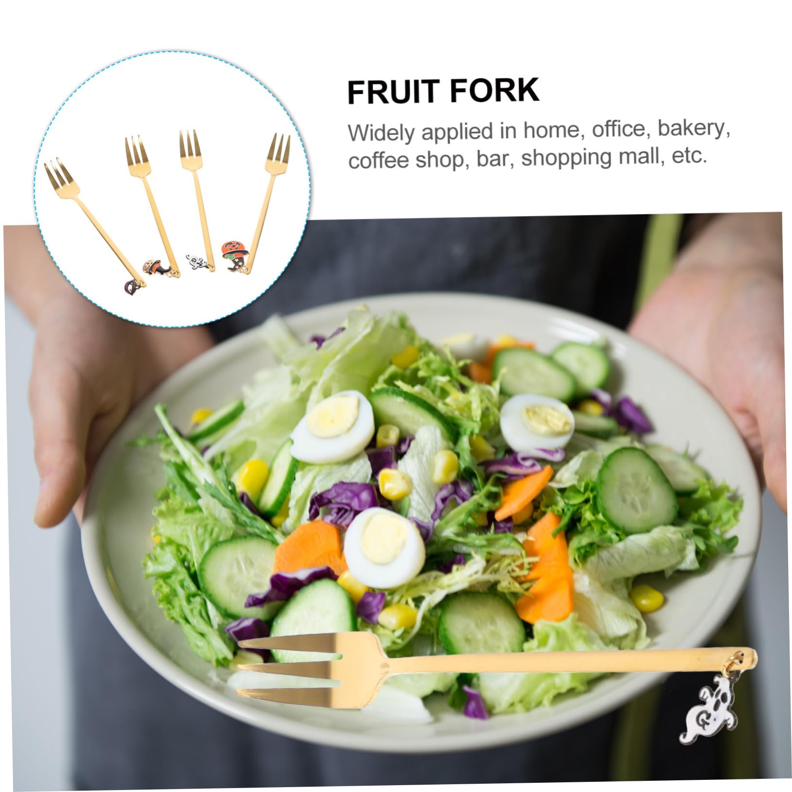 TOPBATHY 12 Piezas Tenedor De Frutas Tenedor De Postre Cóctel De Frutas De Bocadillos De Aperitivo Cubiertos De Halloween Cucharas De Postre De Cena Acero Inoxidable