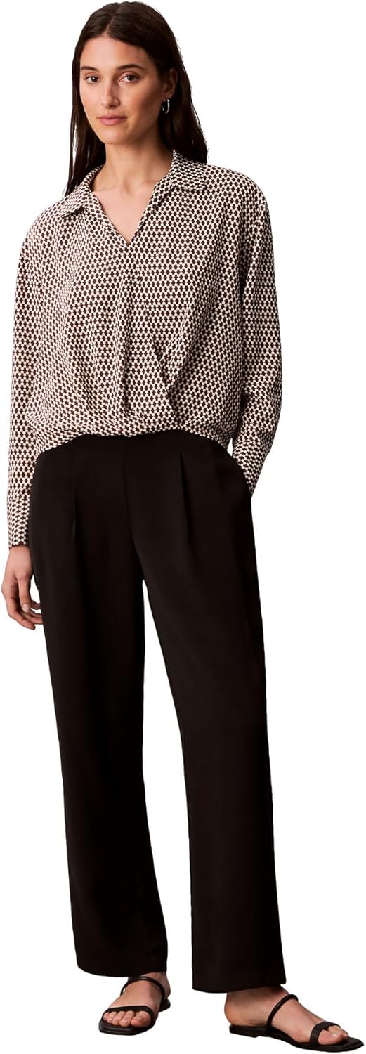 Calvin Klein Womens Crepe Wide Leg Trouser