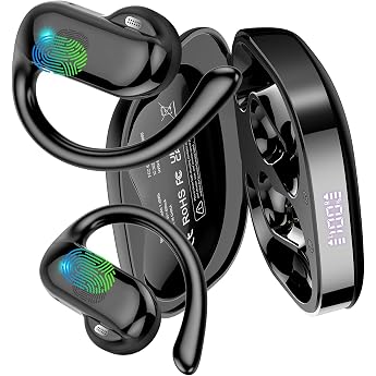 Open Ear Headphones Bluetooth 5.4 HiFi Stereo 2026 Headphones Wireless Bluetooth with ENC Noise Cancelling Mic 42 Hours Earphones with Ear Hooks IPX7 Waterproof Sports Headphones for Running/Riding