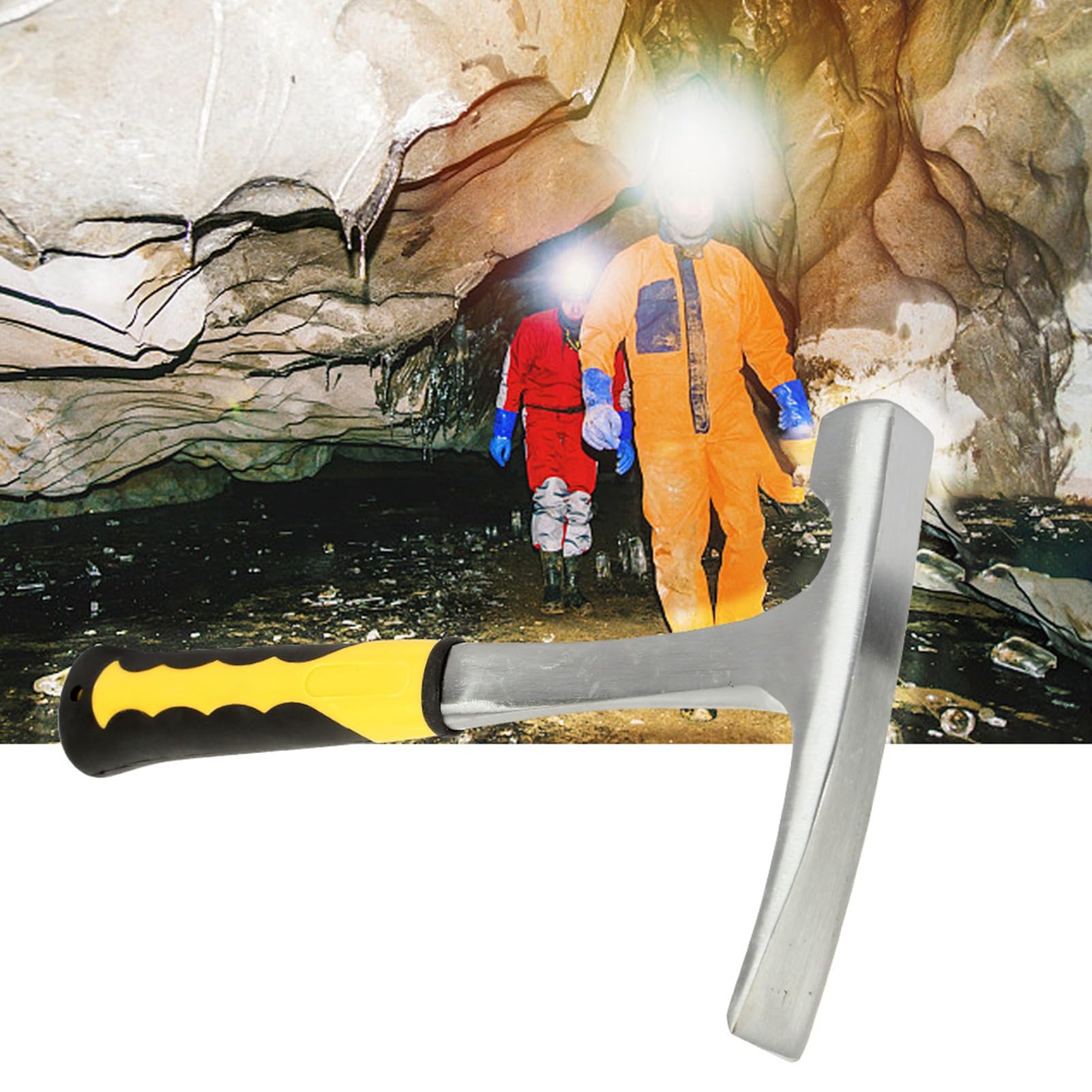 Geological Hammer, Marteau de géologue, marteau géologique à double tête en bec de canard, Marteau à briques avec manche en caoutchouc, pour l'exploration, l'exploitation minière et la géologie