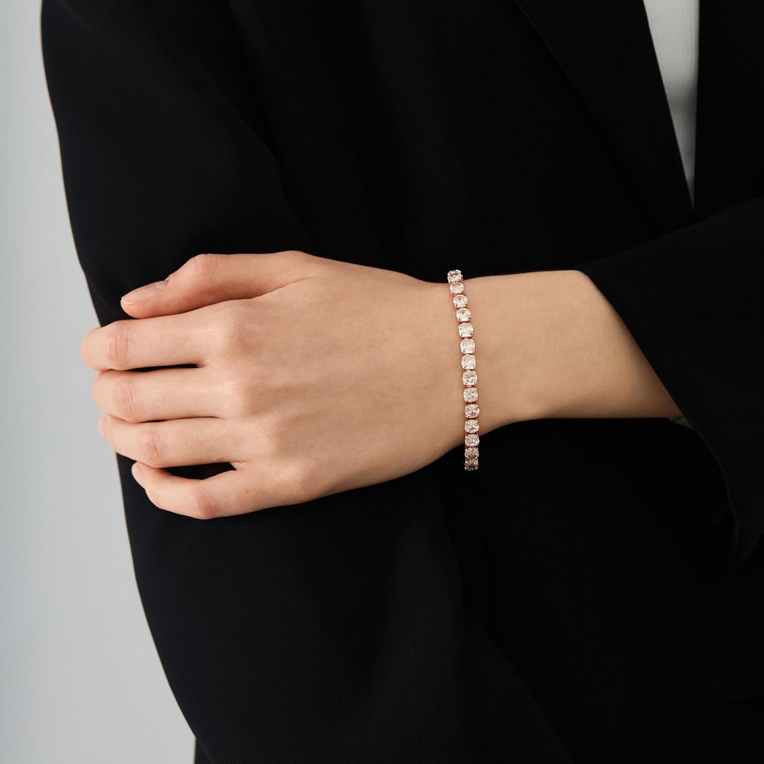 14K White Gold Plated 5mm Cubic Zirconia Tennis Bracelet for Women and Men, Classic Silver Diamond Tennis Bangle Bracelets, Adjustable Detachable 7.6IN Length, Suitable for Everyone - Image 2