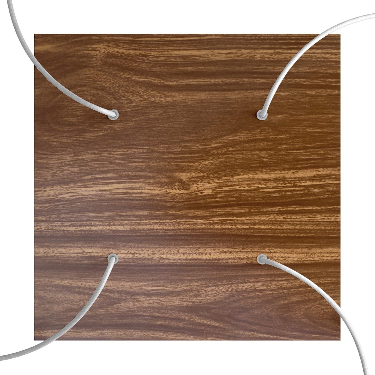 creative cables Rosone XXL quadrato nero linea Rose-One (serracavo conico, dibond legno, 4 fori e 4 fori laterali) – Per lampadari e sospensioni multiple