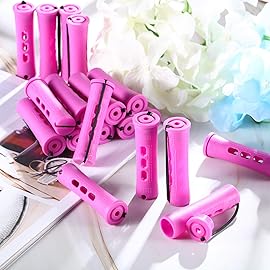 WILLBOND 60 Pcs Short Perm Rods Natural Hair Perm Rods with Elastic Rubber Band Non Slip Plastic Perming Cold Wave Kit for Women Hairdressing Styling Tool(0.75 Inch,Purple)