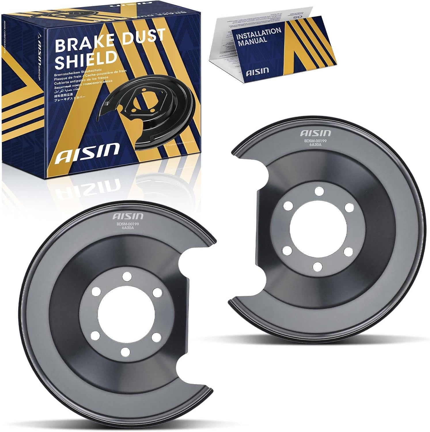 AISIN AFTERMARKET BDSM-00199 Set of 2 Rear Left and Right Brake Dust Shield - Compatible with Mitsubishi Outlander 2013-2020, RVR 2012-2014 2016-2024, Eclipse Cross 2018-2020 2022-2024