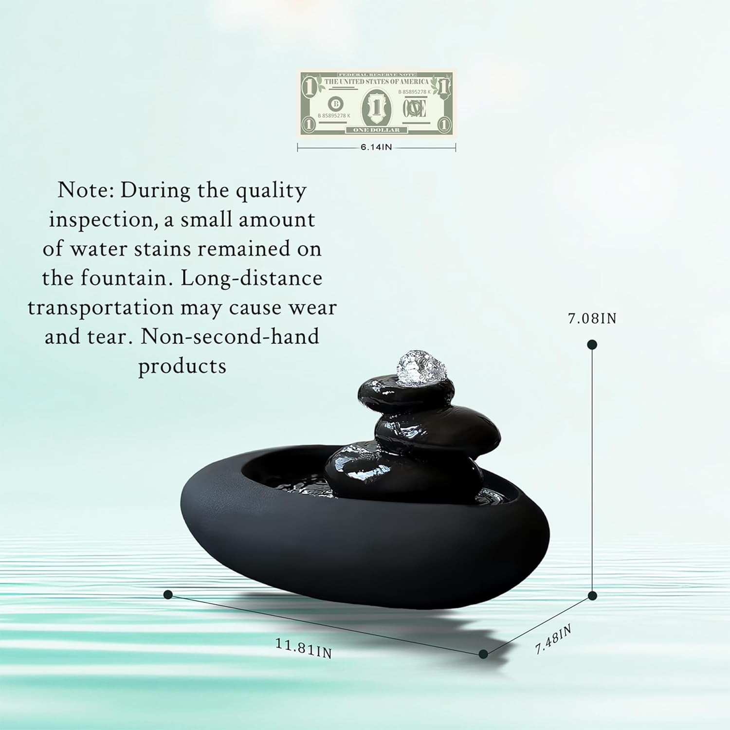 Tabletop Water Fountain Indoor - Water Fountain Decor for Meditation, Relaxation for Yoga, Study, Tea, Living Room, Office, Beauty Club Decor