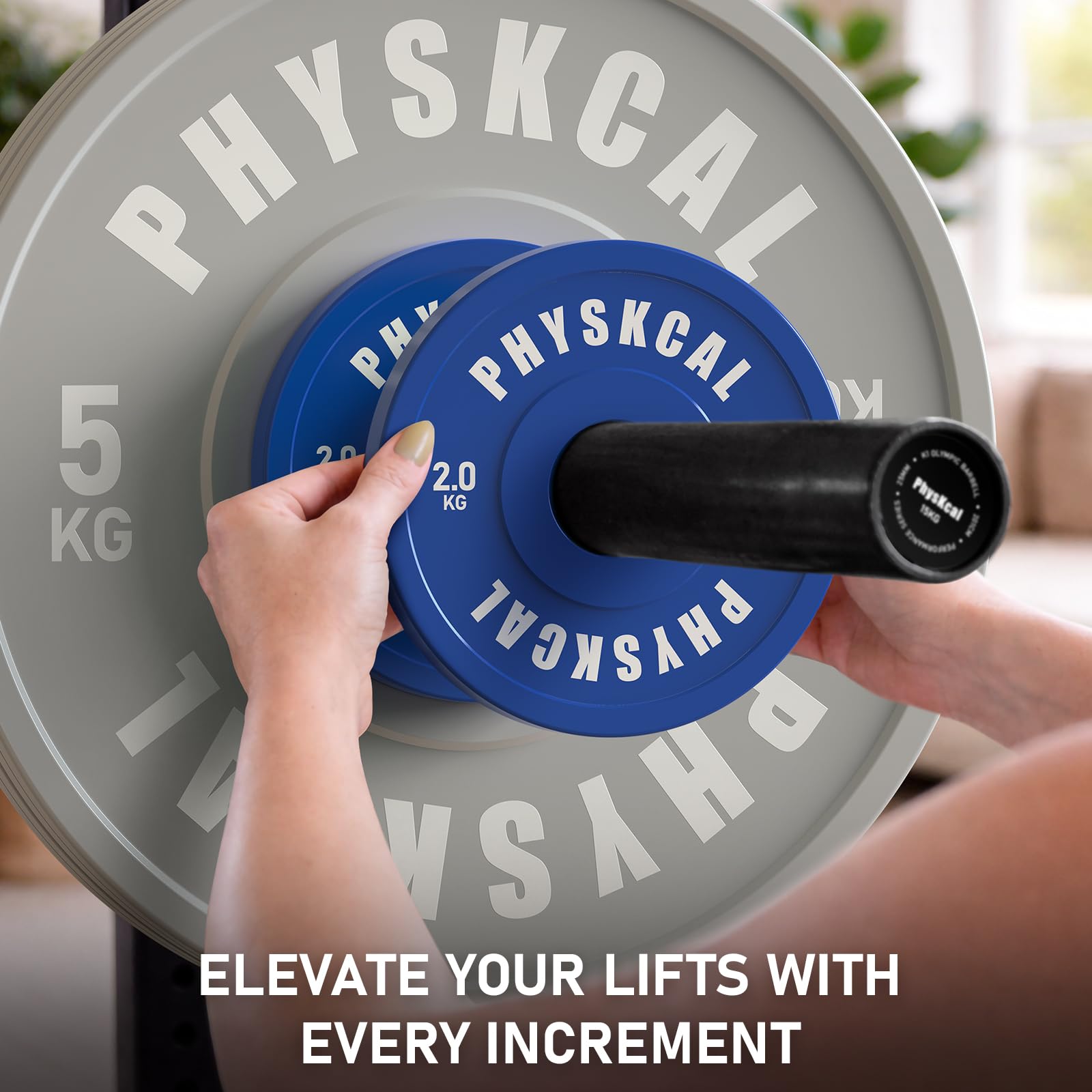 PhysKcal Disco Bumper Color y Discos Micro con Ø 50 mm Inserto | 0,5 kg a 25 kg. Rebote reducido & código de color IWF. Ideal para halterofilia, WOD, halterofilia & gimnasio en casa