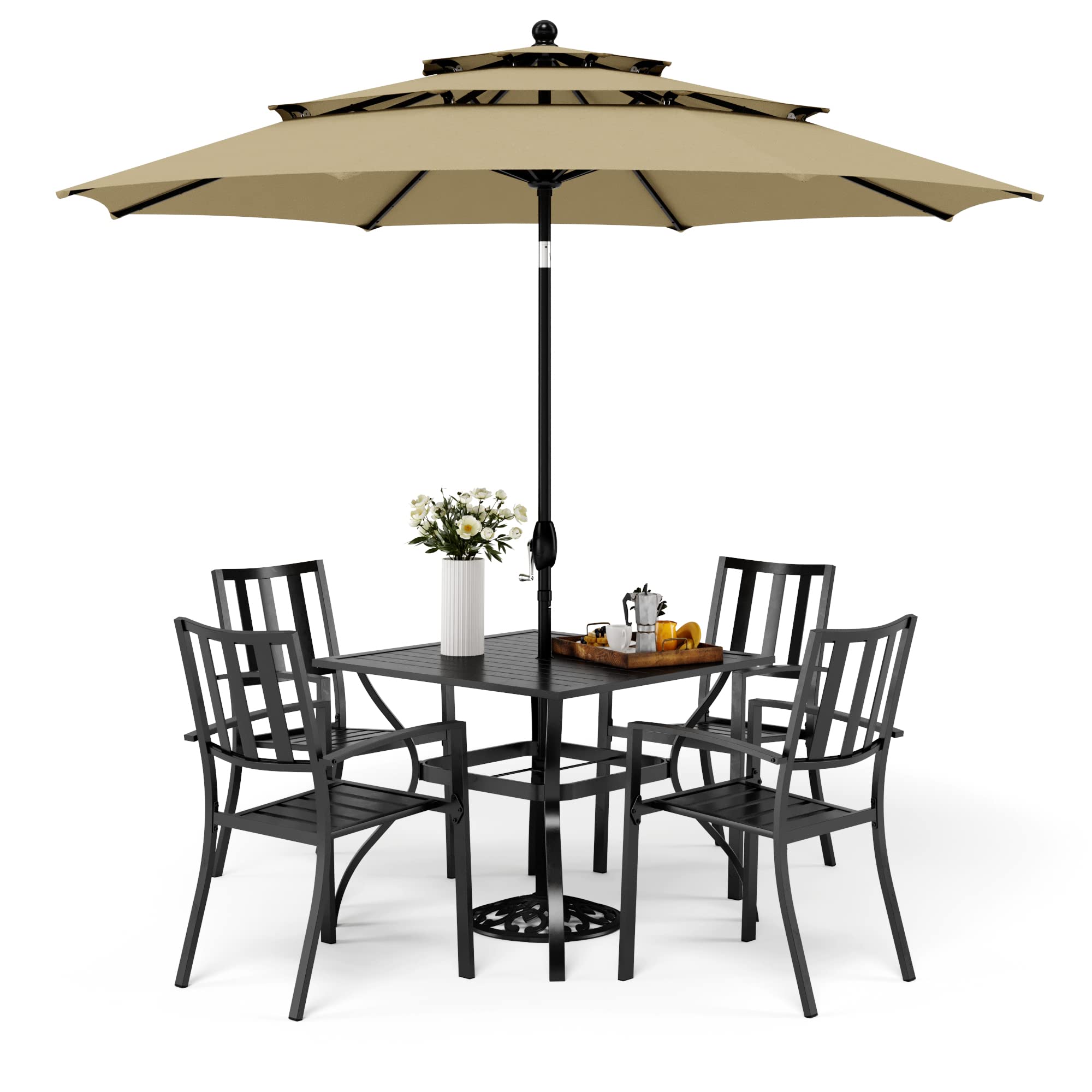 MFSTUDIO Juego De Comedor De Patio Para 6, Juego De Muebles De Patio