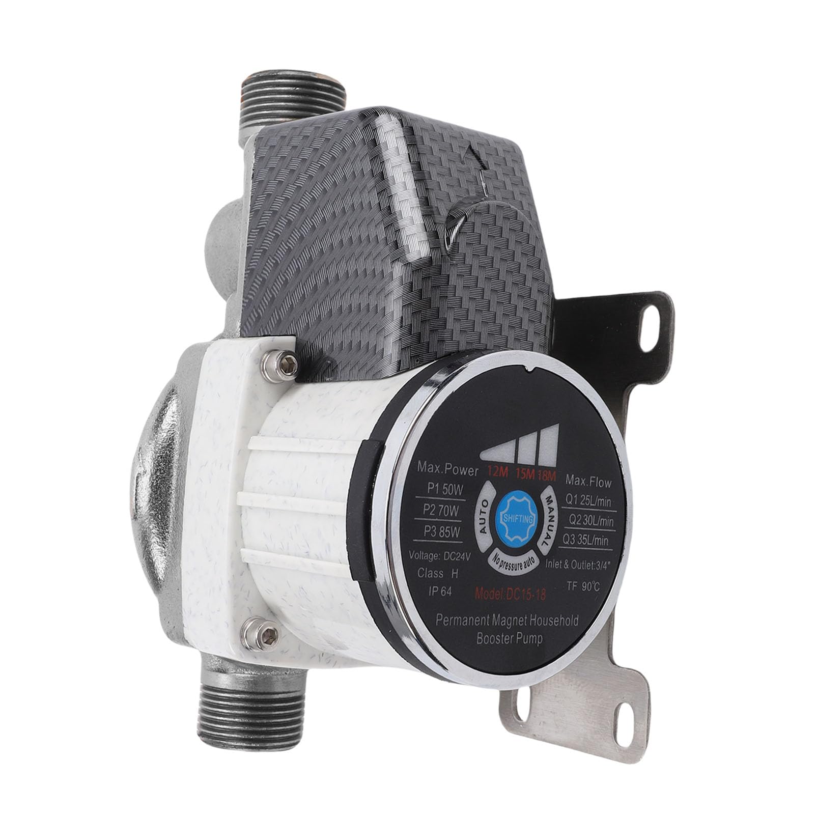 Pompa booster pressione acqua doccia, 555 GPH, 26,1 PSI, 85 W, 3 velocità | Pompa booster domestica a bassa rumorosità con porte NPT da 1 pollice e 3 adattatori NPT da 4 pollici